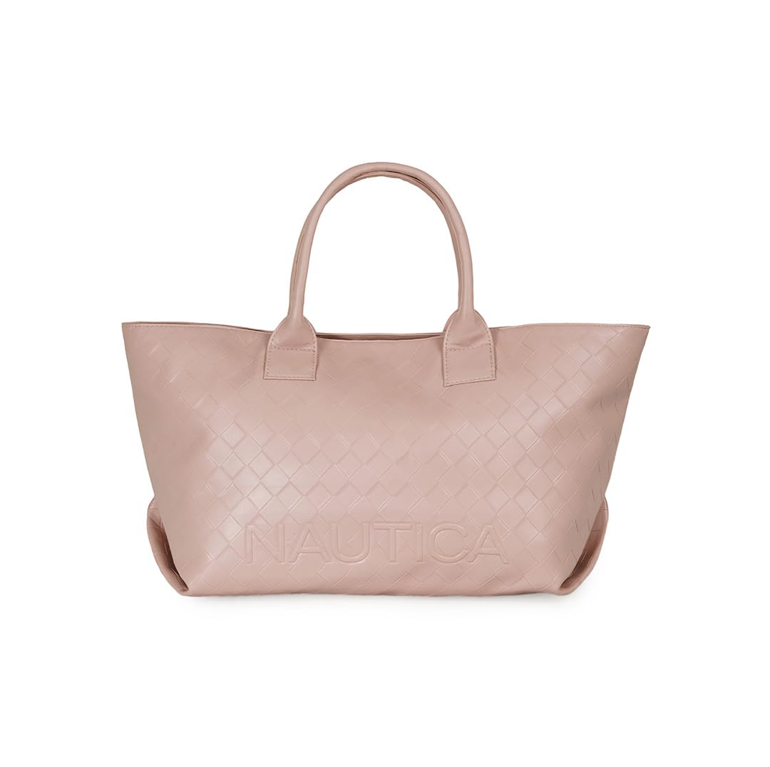Nautica Women's Large Tote Bag | Durable PU with Quilted Design & Padded Grab Handles Ladies Shoulder Bag | Premium Spacious Handbag with Magnetic Closure for Girls | Pink