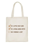 Delhi Printing Co. Self-care tote bag|Strong Cotton Bag for Shopping | Canvas Tote Bag for Women & Girls | Stylish Cotton Handbags (DCTBH-139)
