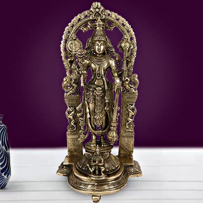ARTVARKO Large Brass Vishnu Lord Bhagwan Vishnu Holding Club Brass Statue Handmade for Home Decor Idol for Mandir Puja for Gift 16 Inch Height