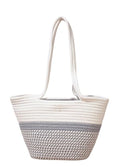 BEAUTIFUL HOMMIES Attractive Hand Bag |large Tote Bag |Summer Bag | Bucket Bag | Basket Bag | Bamboo Tote | Beach Bags for Women|Boho Bag|Handbag |Jute Bag |Handmade Bag (WHITE GREY STYLISH)