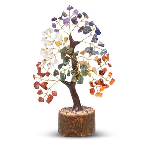 DECOROID Chakra Crystal Tree, Positive Energy, Showpiece for Living Room, Natural Healing Gemstones/Lucky Tree for Good Luck, MulticolorDecor Showpiece Good Luck, (200 Beads)