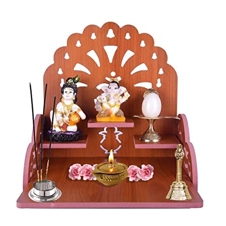 A k Handmade Beautiful Wooden Temple/ Home Temple/Puja Mandir/Wall Hanging and Table Top Home Mandir Temple /Home Art & Craft Engineered Wood Home Wall Temple (BROWN-395)