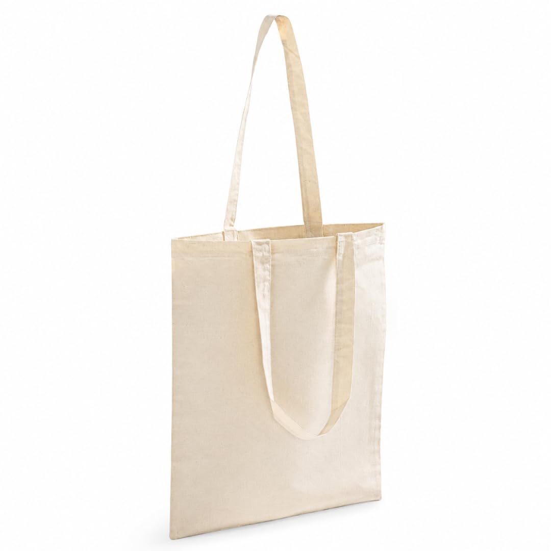 100% Natural Cotton Tote Bag (14x16 Inch) | Eco-Friendly Reusable Canvas Grocery Shopping Bag | Washable Heavy-Duty Cloth Shoulder Jhola Bag for Women & Men