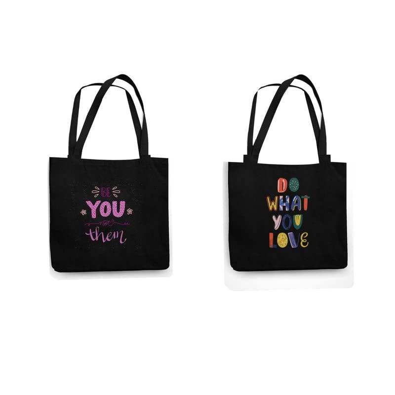 TheYaYaCafe Cotton Printed Tote Bag combo of 2|Multipurpose bags| Reusable Bags |Lightweight|Eco-friendly Grocery Bags