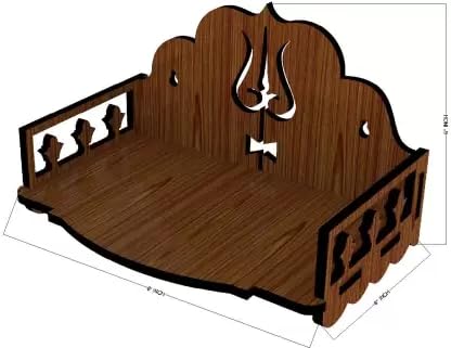 HOMEWEY DECOR Wooden Wall Mounted Pooja Mandir for Home & Office – Handcrafted Temple with Luxurious Finish, Supports Heavy Idols, Decorative Home Temple (8x8x6 Inches)