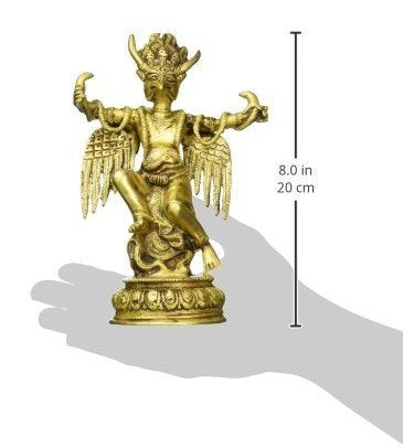 ARTVARKO Brass Lord Vishnu Vehicle Garuda Holding Snakes Statue for Blessing Health Happiness and Stability at Home & Office | Height 8