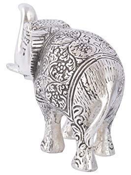 Prince Home Decor & Gifts Metal Elephant- Silver, Medium