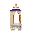 Kamdhenu Art and Craft Wood Home Temple (White and Blue, 9 X 18 X 21 Inch)