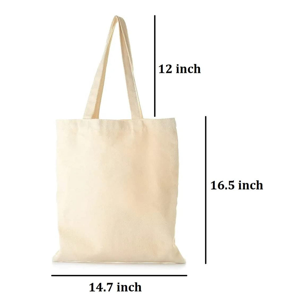 Mezco Reusable Natural Cotton Blank Grocery Shopping Cloth Bags | Canvas Tote Blank Washable Plain Cloth Multipurpose Bag for Girl's (Off White) (Pack Of 2)