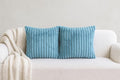 AWARD VELVETS Premium Faux Rabbit Fur Plush Luxury Soft Fluffy Striped Decorative Throw Pillow/Cushion Covers for Sofa, Couch, Living Room - (Blue, 16 x 16 inch) Set of 1