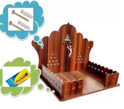 SSI Fully Handmade beautyfull Small Wooden Home and Office Temple/Pooja Mandir Pooja ghar (DRK Brown)