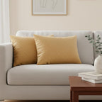 STITCHNEST Quilted Velvet Cushion Covers Set of 2 | Soft Brown | 12x18 Inches | Premium Sofa & Living Room Décor