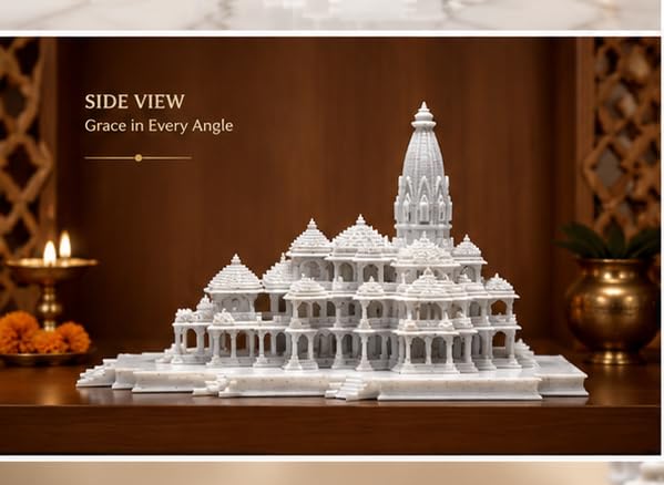 Ayodhya Ram Mandir 3D Printed Marble Finish Temple Model 26x17x11cm