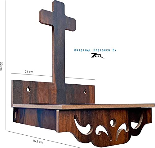 7CR Christ Temple (WB) Engineered Wood Home Wooden Wall Mounted Cross Shelf (Do-It-Yourself) Church, or Prayer Room – 26x16.5x32 cm – Elegant Handcrafted Design