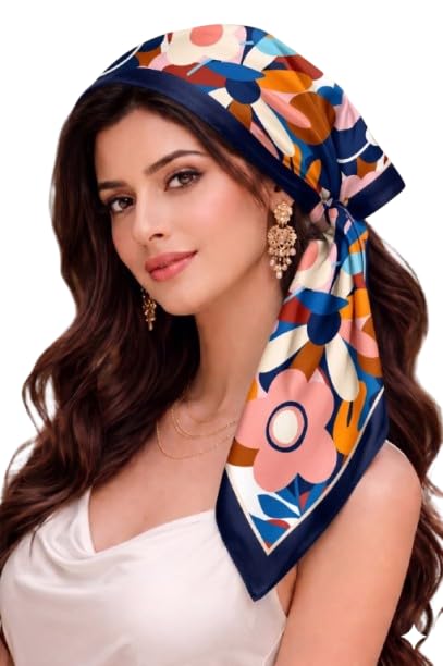 Wirkqeez Silk Head Scarf for Women – Luxury Satin Silk Hair Scarf, Soft Bandana Wrap for Sleeping, Hair Protection & Styling (Multicolor_03)