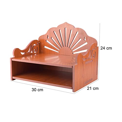 Lexical Wooden Readymade Wall Hanging Puja Temple for Home God Stand for Pooja Room Mandir Wood Devghar Stand for Office and Shop Lexical-521