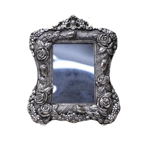 KridayKraft Aluminium Rose Flower Photo Frame with Silver-Plated Design Useful for Boys and Girls Home Decor, Wall Decor, Gifting and Showpiece (Silver, 24X19 CM)