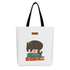 The Purple Tree Eco-Friendly Canvas Tote Bag, Sustainable, Reusable Shopping, Beach, Travel or Everyday Tote, Wide Tote Bag, Cute Cat