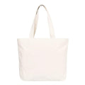 Plain Natural/Black Horizontal Cotton Canvas Tote Bag Zip & Inner Pocket