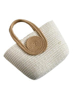BEAUTIFUL HOMMIES Attractive Hand Bag | large Tote Bag | Summer Bag | Bucket Bag | Basket Bag | Bamboo Tote | Beach Bags for Women | Boho Bag | Handbag | jute Bag | Handmade Bag| (BEIGE-WHITE)