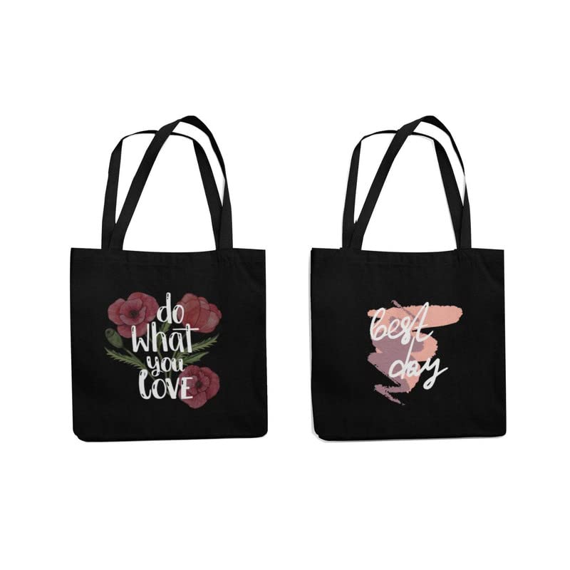 TheYaYaCafe Cotton Printed Tote Bag combo of 2|Multipurpose bags| Reusable Bags |Lightweight|Eco-friendly Grocery Bags