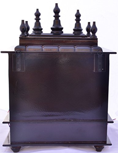 Jodhpur Handicrafts Wooden Home Temple Mandap with Bulb Marble Temple Mandir for Home Wall Mounted