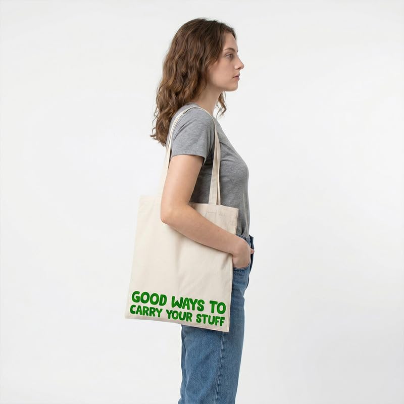 The Korhean Store Good Ways To Carry Your Stuff Aesthetic Tote Bag for College, Travelling, Shopping, Office, Beach & Daily Use, Ecofriendly & Reusable, Premium Canvas Cotton