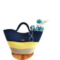 BEAUTIFUL HOMMIES Attractive Hand Bag |large Tote Bag |Summer Bag | Bucket Bag | Basket Bag | Bamboo Tote | Beach Bags for Women|Boho Bag|Handbag |Jute Bag |Handmade Bag (NAVY BLUE YELLOW)