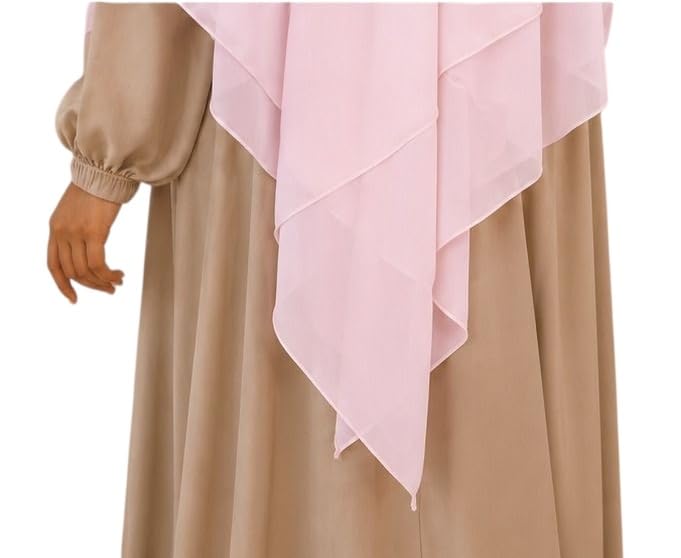 TRIPLE LAYER KHIMAR HIJAB/MULTI LAYER HIJAB/FULL SIZE KHIMAR LAYER (BABY PINK)