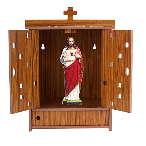 Lexical Wooden Readymade Wall Hanging Puja Temple for Home God Stand for Pooja Room Mandir Wood Devghar Stand for Office and Shop Lexical-450