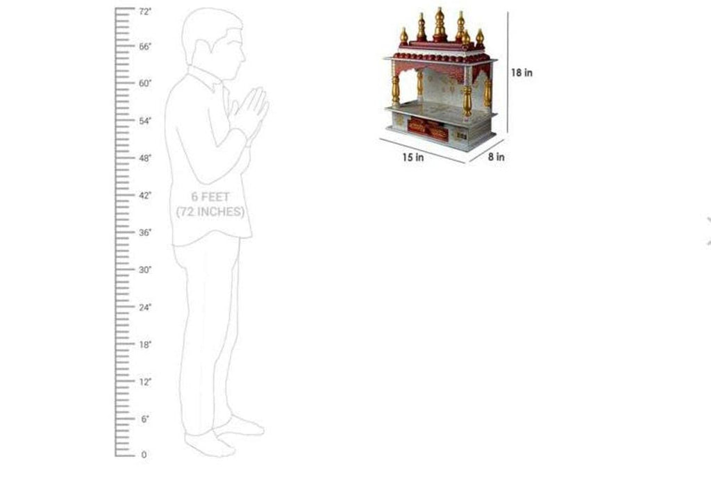 Kamdhenu Art and Craft Wood Home Temple, White, 15 x 8 x 18 inch, Standard