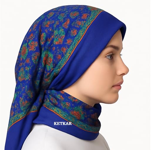 KETKAR Women's Woolen Winter Scarf | Soft & Warm Cold Weather Muffler, Wrap & Shawl | Elegant Wool Blend | Pack of 1_Blue