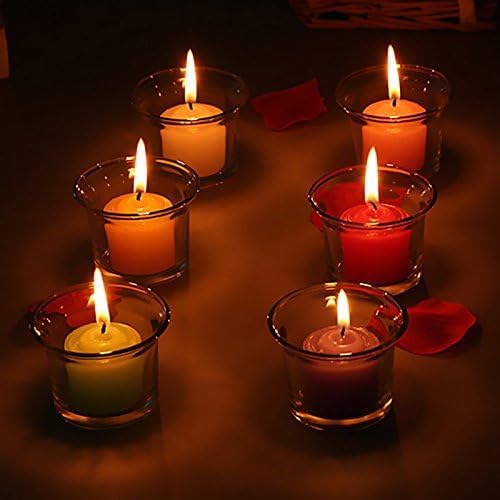 Manraj Glass Candles Holders Tealight Candle Holder Set of 6,Glass Votive Candle Holders,Clear Tea Light Holders Bulk for Wedding Holiday Birthday Party Dinner & Home Decor (6, Clear)