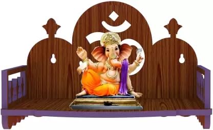HOMEWEY DECOR Wooden Home Temple Handcrafted Support Heavy Idols Luxurious Finish Pooja Mandir for Home and Office Wall Mount for Pooja Room (TEMPLE102-04DM-25)