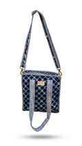 LOOMARTE Quilted Cotton Tote Bag for Women with Shoulder Strap - Blue