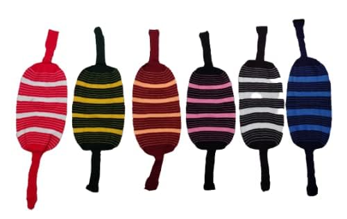 NISHVITH Lines - Stylish Winter Knit Muffler, Striped Pattern, Ear Protection Design with Ties, Warm Casual Wear for Women(Pack of 2, Multicolor, Color Varies)