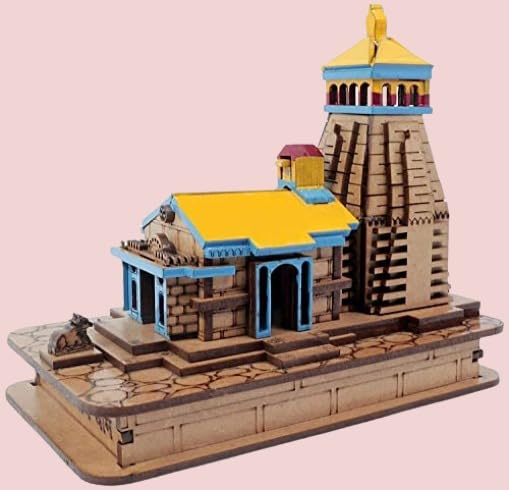 The Himalayan River Kedarnath Mandir Idol Mahadev Kedarnath Temple in Wood Color 3D Model Mandir Fully Polished Wooden kedarnath Temple, Multicoloured Sawan Special