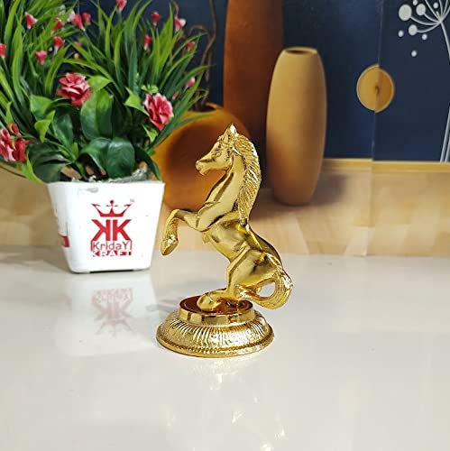 KridayKraft Jumping Horse Metal Statue for Wealth Table Top Figurine for Living Room Bedroom Home Office Animal Decorative Showpiece Feng Shui Vanstu Sculpture for Gift Purpose.