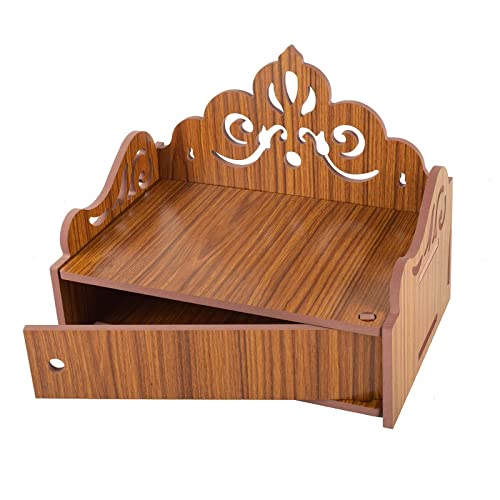Lexical Wooden Readymade Wall Hanging Puja Temple for Home God Stand for Pooja Room Mandir Wood Devghar Stand for Office and Shop Lexical-448