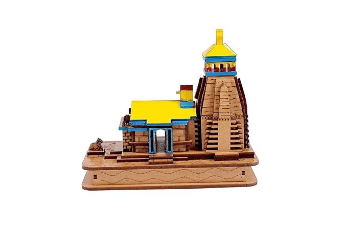 DARIDRA BHANJAN Kedarnath Dham Colored Temple Mandir Kedarnath 3D Wooden kedarnath Temple Model for Car Dashboard, Office Desk, Home Pooja Room Multicolor kedarnath Pack of 1pcs (LxBxH=7x12x12) cm