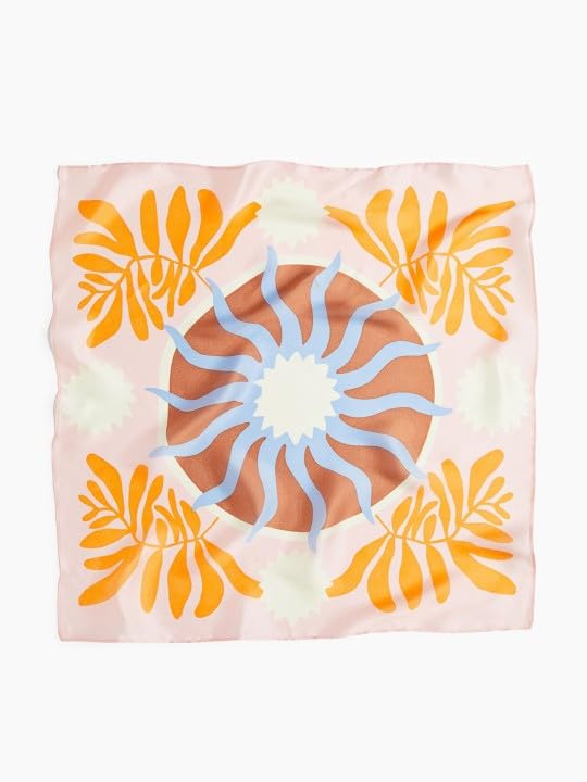 NK Textiles Women's Tropical Sun Print Shiny Dubai Style Luxury Abstract Pattern Satin Head Scarf - Neck Scarf (Square) (22x22)