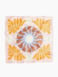 NK Textiles Women's Tropical Sun Print Shiny Dubai Style Luxury Abstract Pattern Satin Head Scarf - Neck Scarf (Square) (22x22)