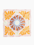 ULOS Women's Tropical Sun Print Shiny Dubai Style Luxury Abstract Pattern Satin Head Scarf - Neck Scarf (Square) (22x22)