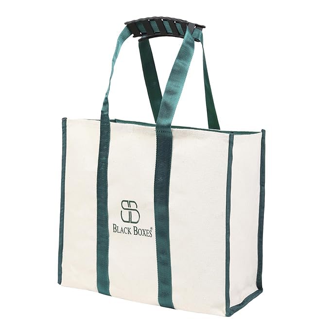 BLACKBOXES Big Eco Cotton Canvas Shopping Bags for Carry Milk Grocery Fruits Vegetable with Reinforced Handles jhola Bag - Kitchen Essential