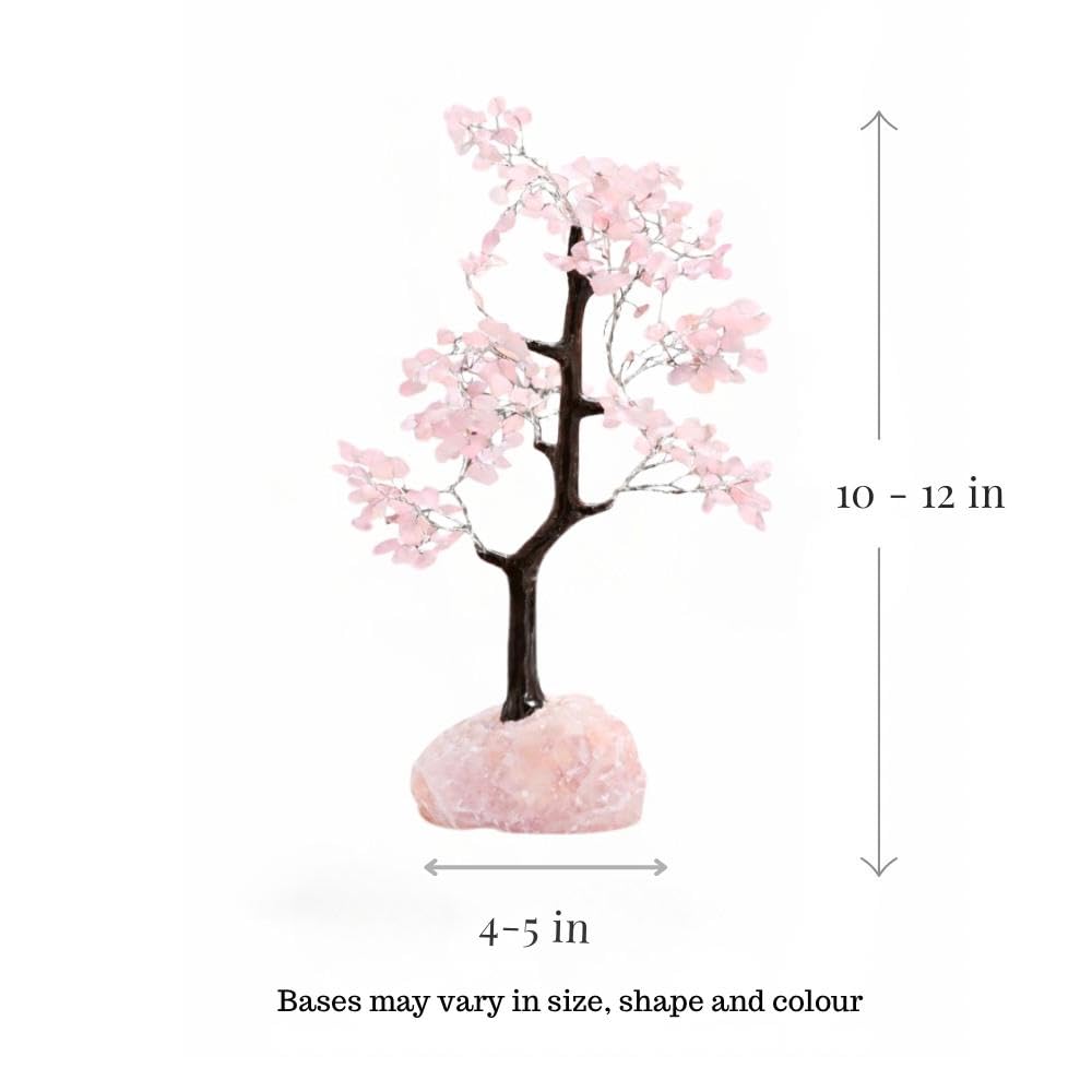 Vederra Certified Rose Quartz Crystal Tree |10-12 inch(300 Beads) with lab Certificate|Natural Stone Tree|Feng Shui & Vastu Home Decor|Gemstone Tree for Anniversary, Wedding & Housewarming Gift