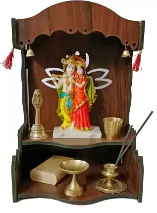 SSI Fully Handmade beautyfull Small Wooden Home and Office Temple/Pooja Mandir Pooja ghar (DRK Brown)