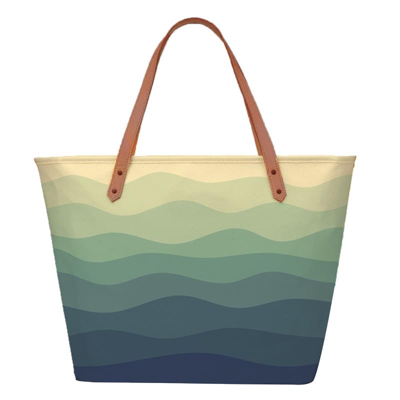 The Purple Tree Oversized Tote Bag for Women - Wave Ripples Tote Bags for College & Daily Use, Travel or Gifts - Large Capacity Handbag