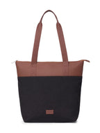 ZOUK Jet Black Solid Printed Women's Jute Handcrafted Vegan Leather Black Everyday Tote