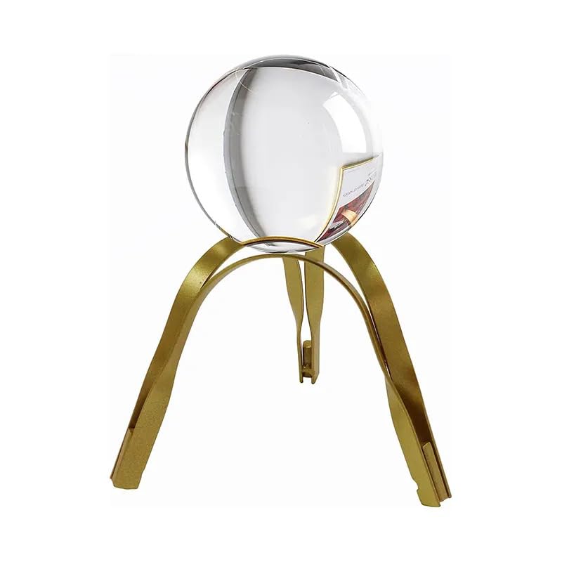 Quoreva Crystal Ball with Gold Stand – Clear Glass Sphere for Photography, Feng Shui, Meditation, and Home Décor – 21 cm Display Size