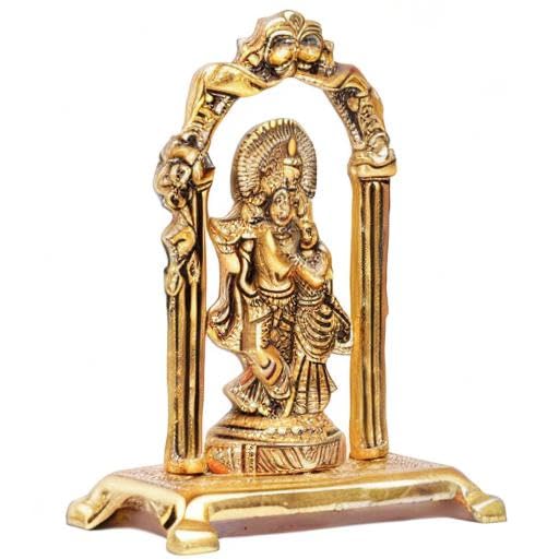 KridayKraft Metal Radha Krishna Statue Gold Plated Decor Your Home,Office & Radha Krishna Murti Idol Showpiece Figurines,Religious Krishna Idol Gift Article...